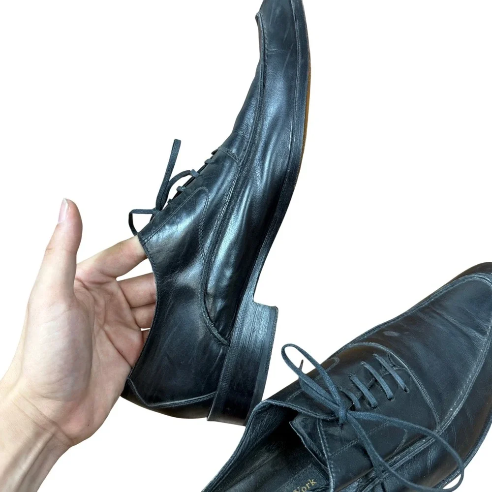 To Boot New York Oxford Shoes Mens 10 Black Leather Apron Toe Lace Up Italy